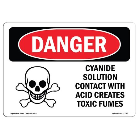 SIGNMISSION Safety Sign, OSHA Danger, 18" Height, 24" Width, Aluminum, Cyanide Solution, Landscape OS-DS-A-1824-L-1113